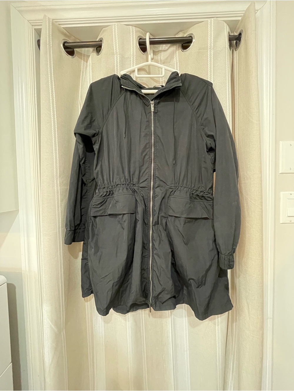 lululemon athletica Black Hooded Drawstring Trench Coat